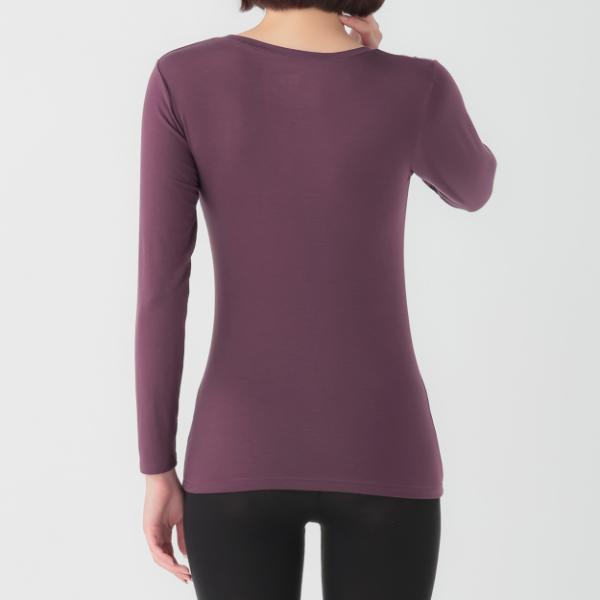 トップバリュ PEACE FIT WARM 長袖Tシャツ コイムラサキ XL レディス