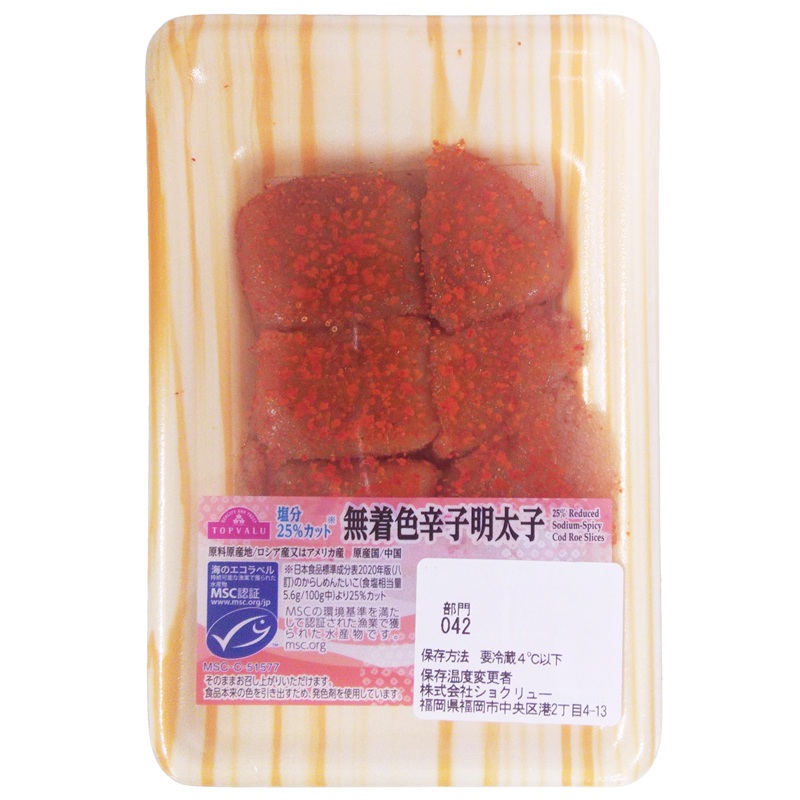 トップバリュ MSC認証 塩分25%カット 無着色辛子明太子 60g | イオン